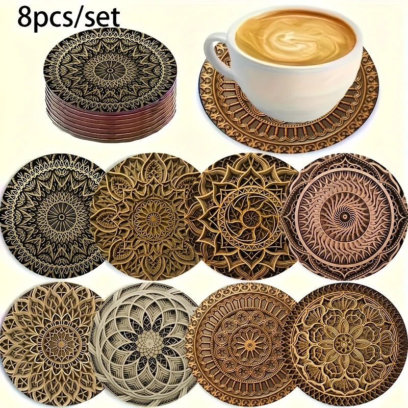 Wooden Coffee Coasters – 2D Printed Natural Wood Cup Mats