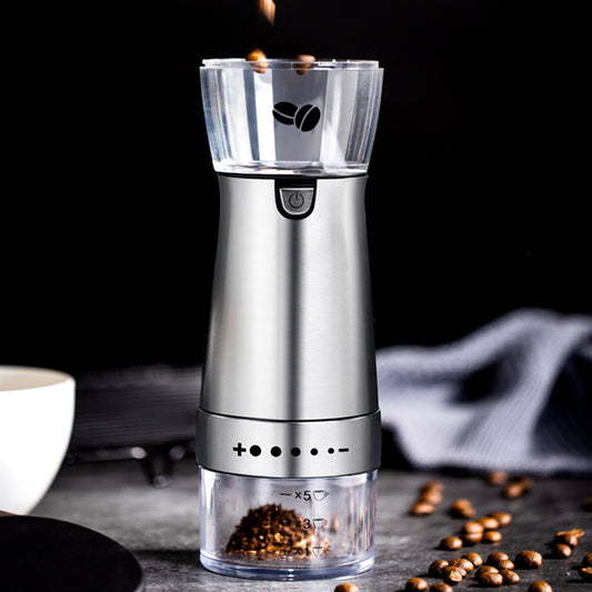 Electric Coffee Grinder USB Rechargeable – 5-Speed Adjustable Burr Grinder