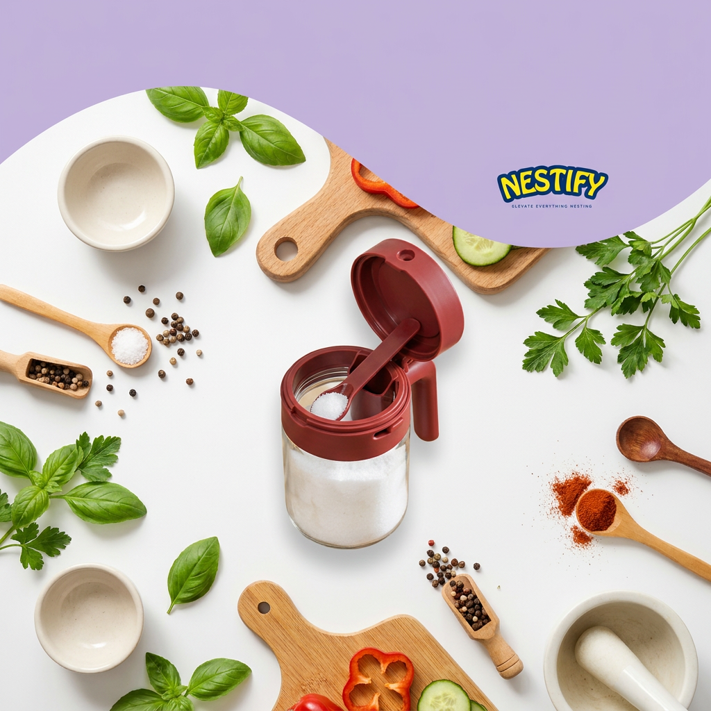 Dual‑Dispense Seasoning Container with Detachable Spoon