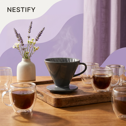 Nestify™ Microporous Ceramic Pour-Over Coffee Filter – Barista-Grade Brew Essential