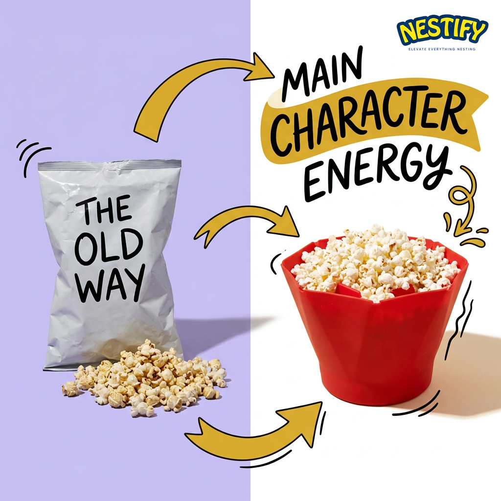 Foldable Silicone Popcorn Bowl — Movie Night Made Fresh