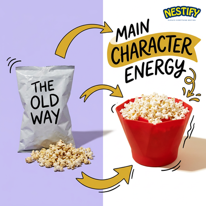 Foldable Silicone Popcorn Bowl — Movie Night Made Fresh