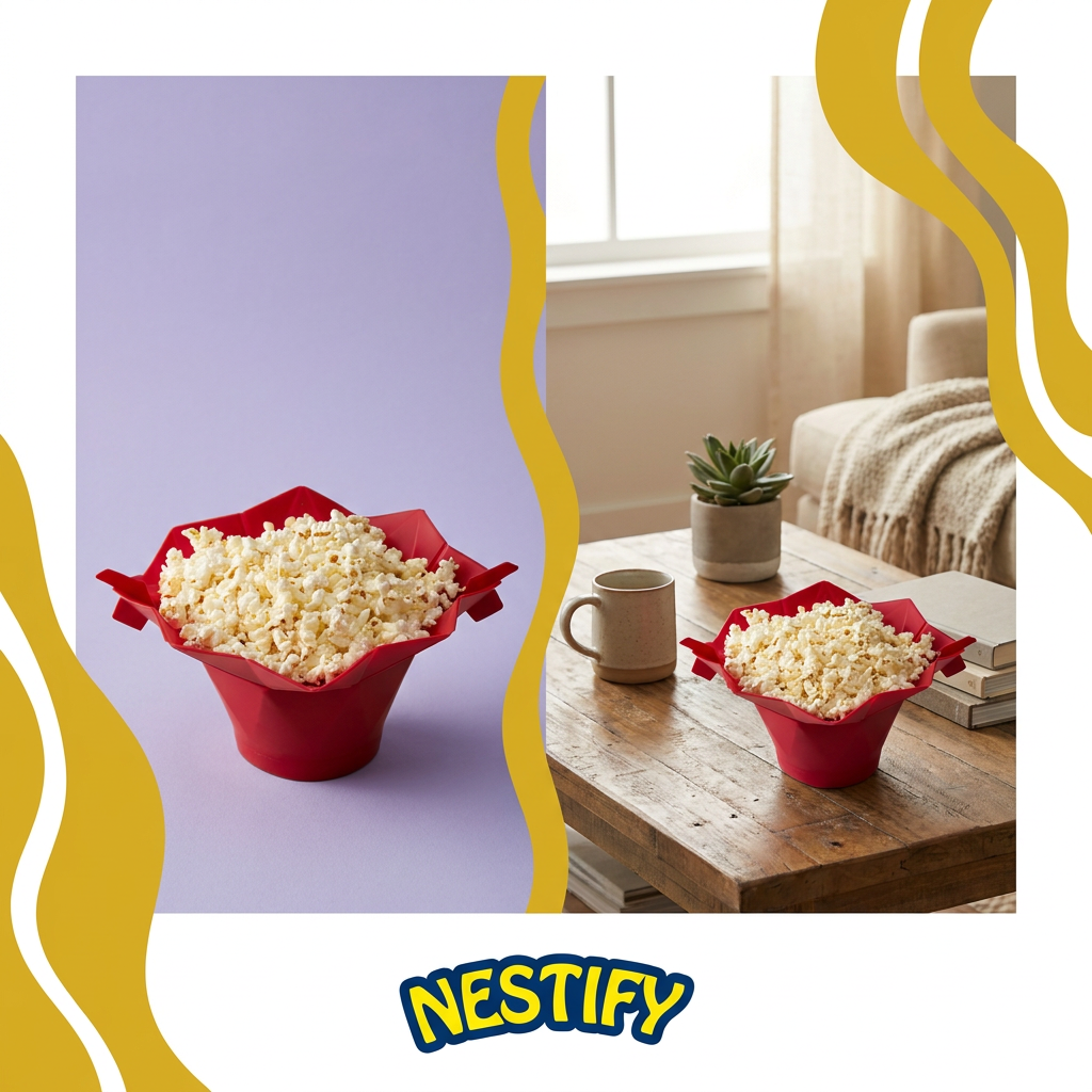 Foldable Silicone Popcorn Bowl — Movie Night Made Fresh