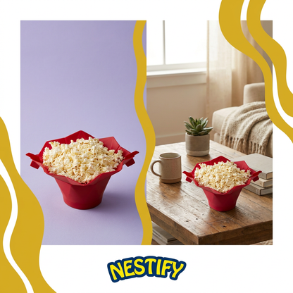 Foldable Silicone Popcorn Bowl — Movie Night Made Fresh