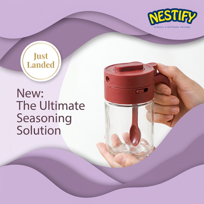 Dual‑Dispense Seasoning Container with Detachable Spoon
