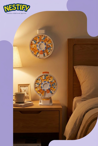 14‑Day Rotating Pill Organizer – Wall‑Mount or Standing Large‑Capacity Medicine Box