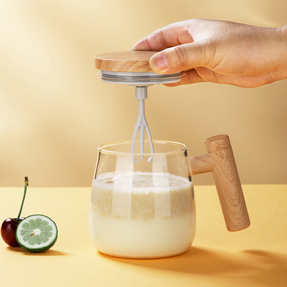 Self-Stirring Glass Coffee Mug
