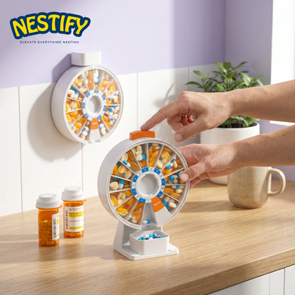 14‑Day Rotating Pill Organizer – Wall‑Mount or Standing Large‑Capacity Medicine Box