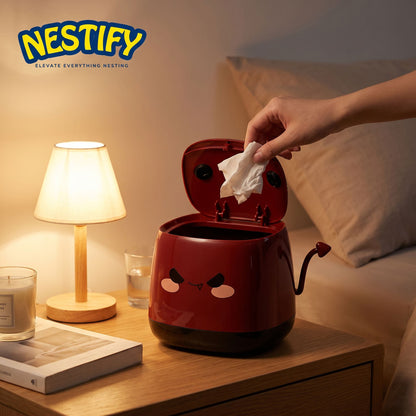 Nestify™ Cute Devil Press-Open Desktop Trash Can
