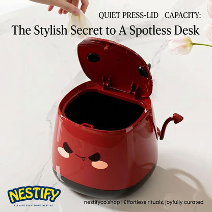 Nestify™ Cute Devil Press-Open Desktop Trash Can