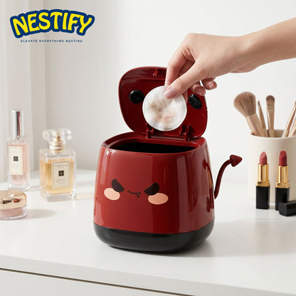 Nestify™ Cute Devil Press-Open Desktop Trash Can