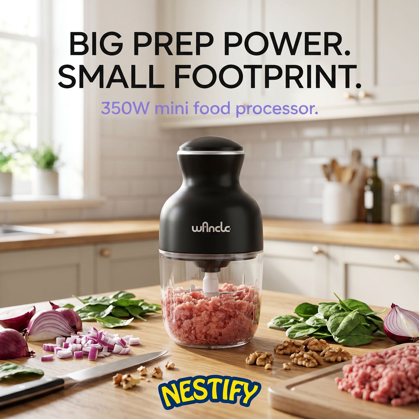 Nestify 0.6L Wancle Food Processor – 350W Mini Chopper