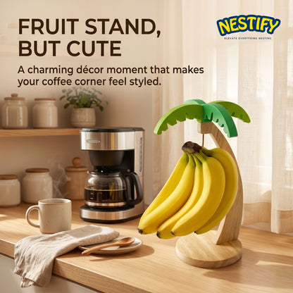 Nestify™ Wooden Banana Stand with Leaf Hook