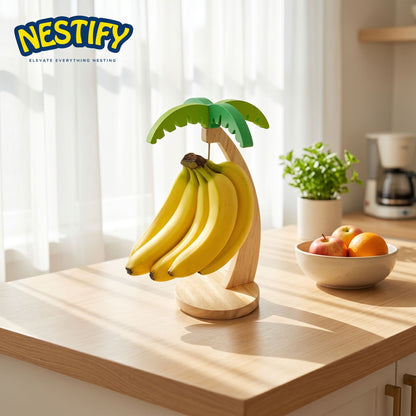 Nestify™ Wooden Banana Stand with Leaf Hook
