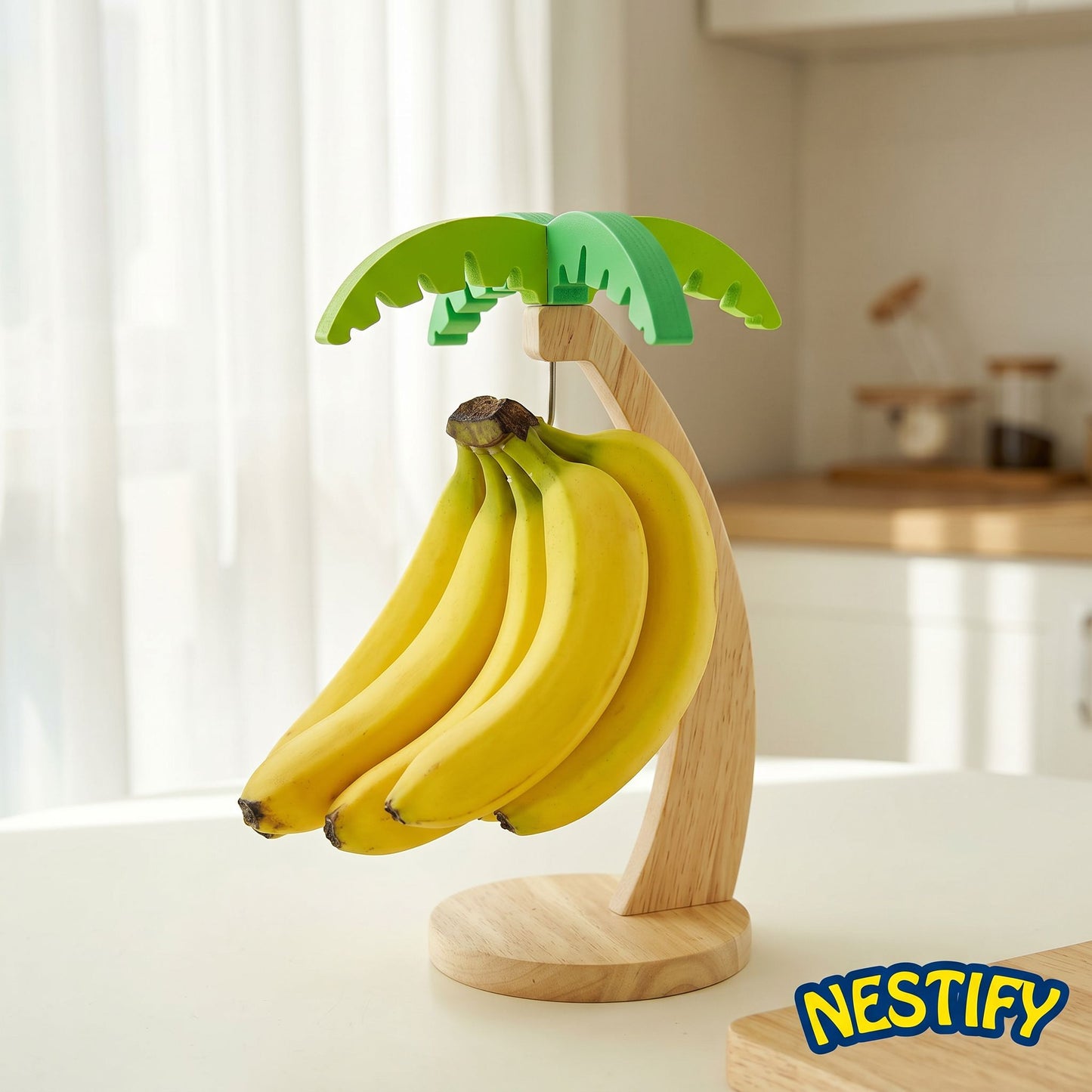 Nestify™ Wooden Banana Stand with Leaf Hook
