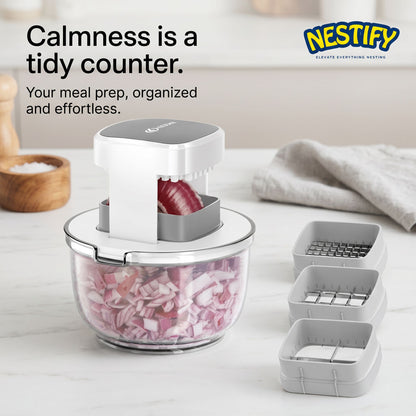 Nestify 3‑Blade Vegetable Chopper Bowl & French Fry Cutter