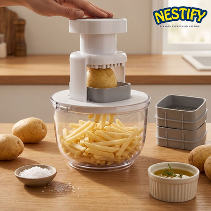 Nestify 3‑Blade Vegetable Chopper Bowl & French Fry Cutter