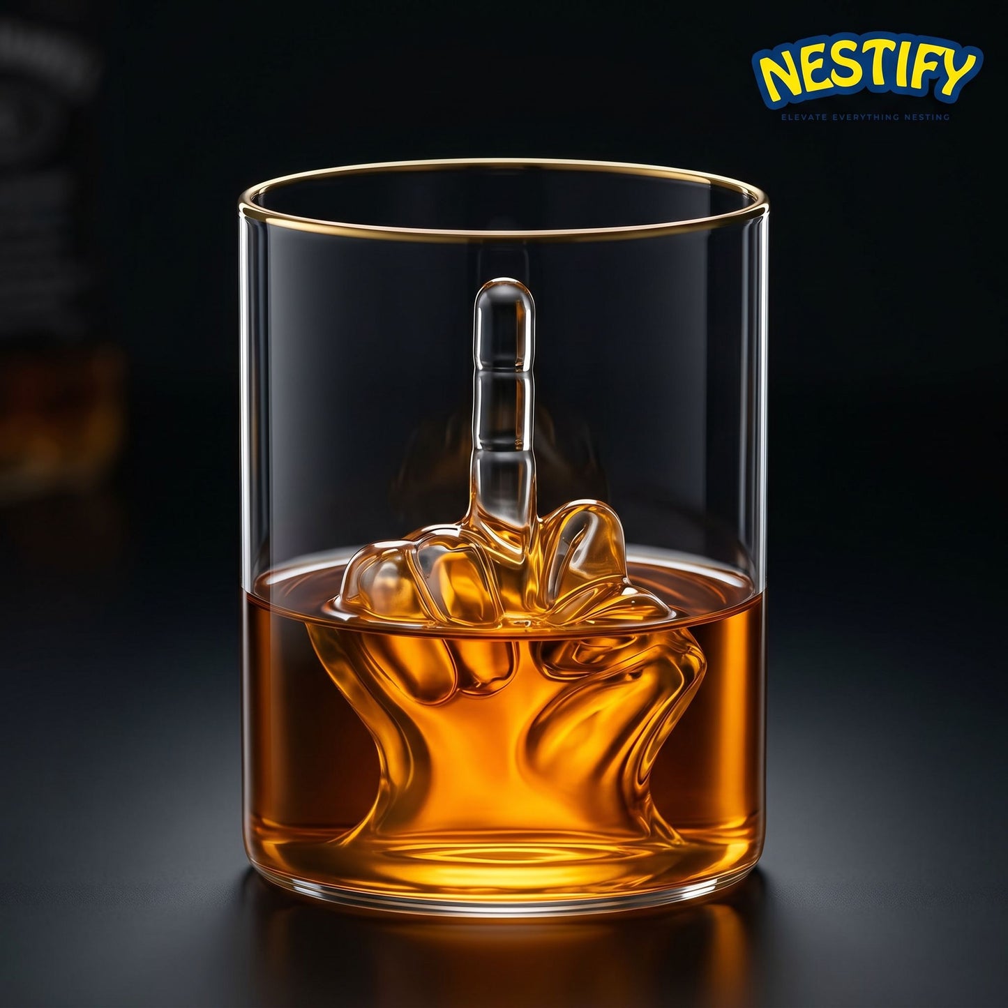 Nestify Middle Finger Whiskey Glass – 3D Chiller Novelty Tumbler
