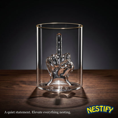 Nestify Middle Finger Whiskey Glass – 3D Chiller Novelty Tumbler