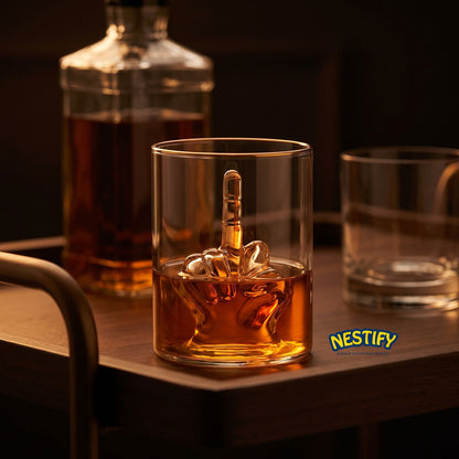 Nestify Middle Finger Whiskey Glass – 3D Chiller Novelty Tumbler