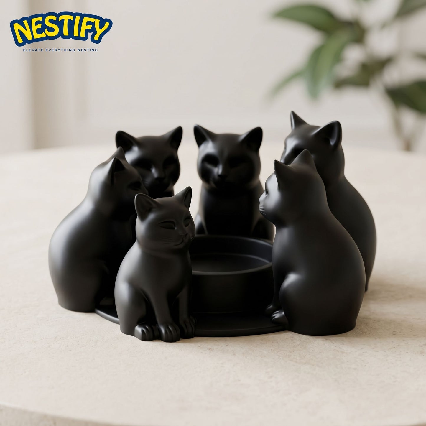 Nestify™ Black Cat Candle Holder – Ring of Kittens