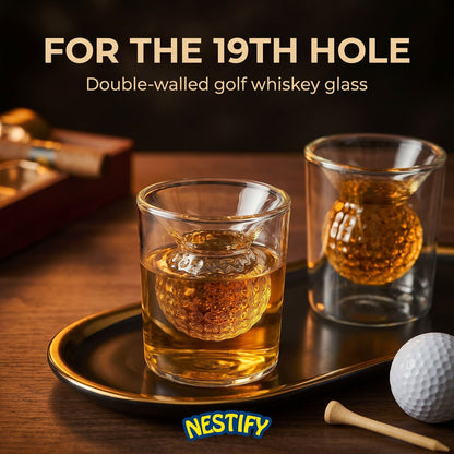 Nestify Golf Whiskey Glasses – Double‑Walled Tumbler Set