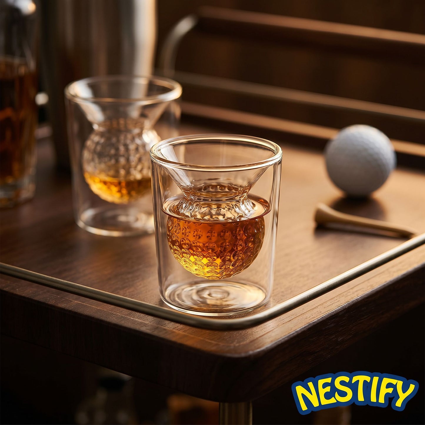 Nestify Golf Whiskey Glasses – Double‑Walled Tumbler Set