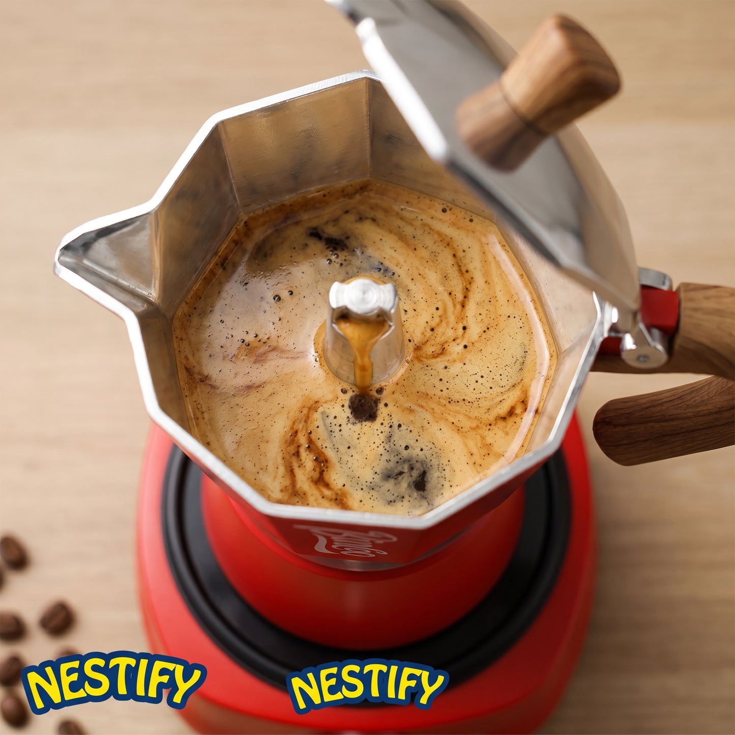 Nestify Electric Moka Pot Espresso Maker – Italian Stove‑Top Coffee Brewer
