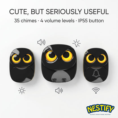Nestify Owl Wireless Doorbell Chime – Cute Long‑Range Door Bell Kit