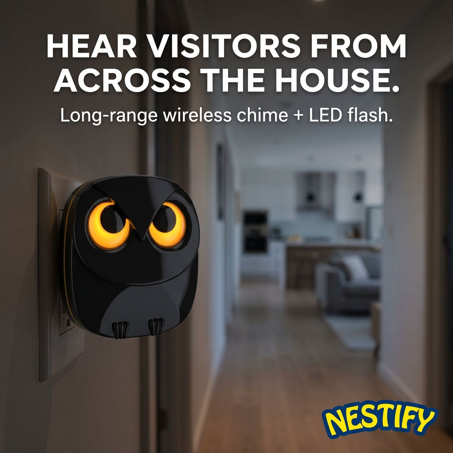 Nestify Owl Wireless Doorbell Chime – Cute Long‑Range Door Bell Kit