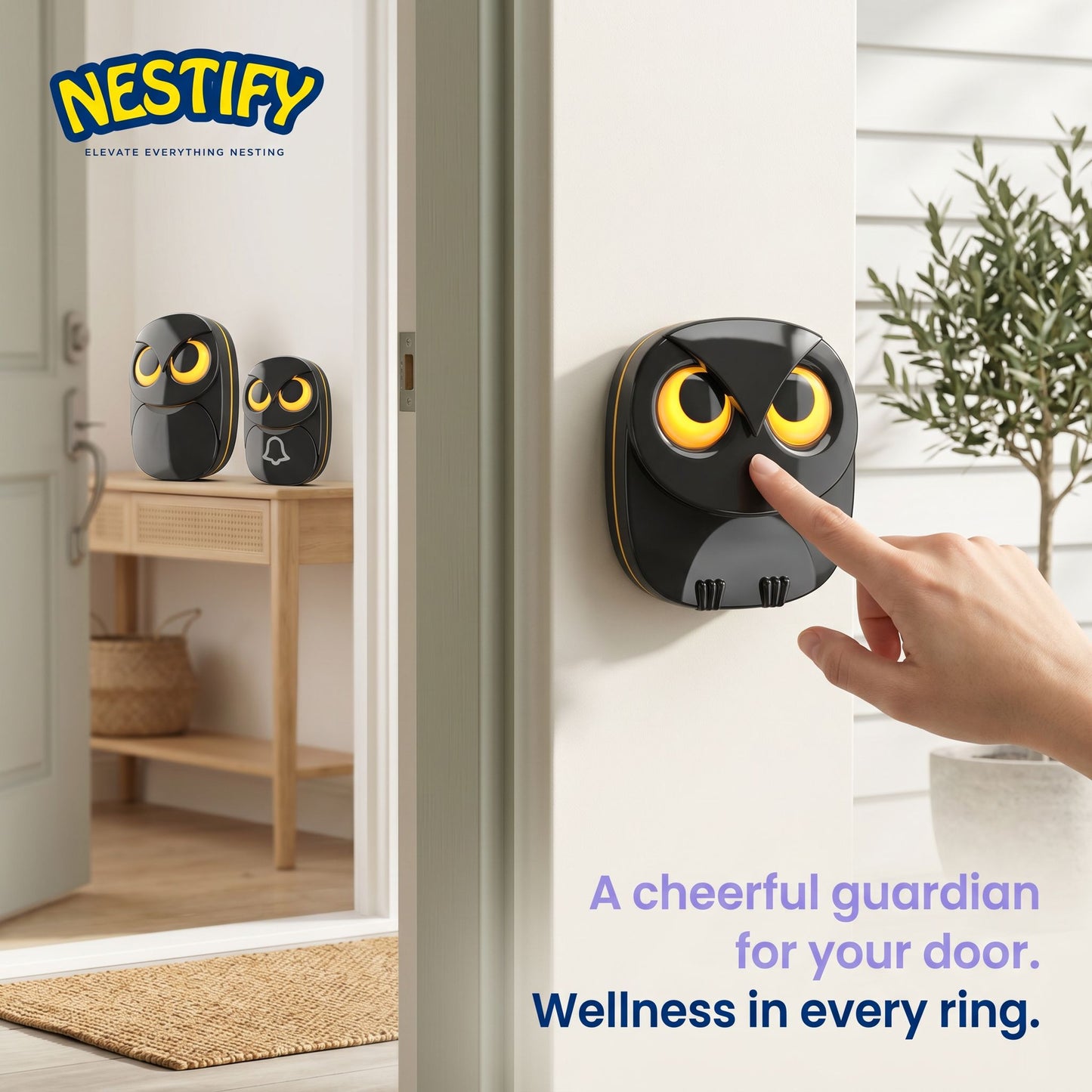Nestify Owl Wireless Doorbell Chime – Cute Long‑Range Door Bell Kit