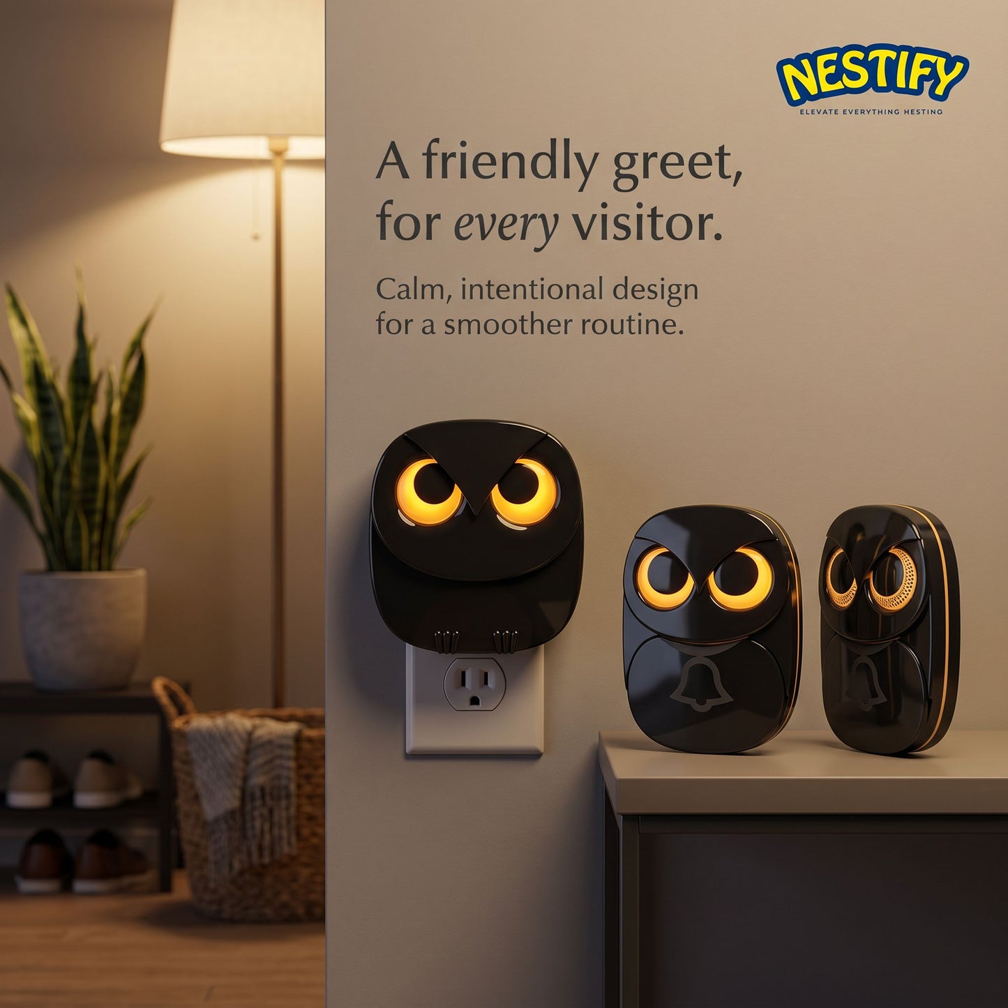 Nestify Owl Wireless Doorbell Chime – Cute Long‑Range Door Bell Kit