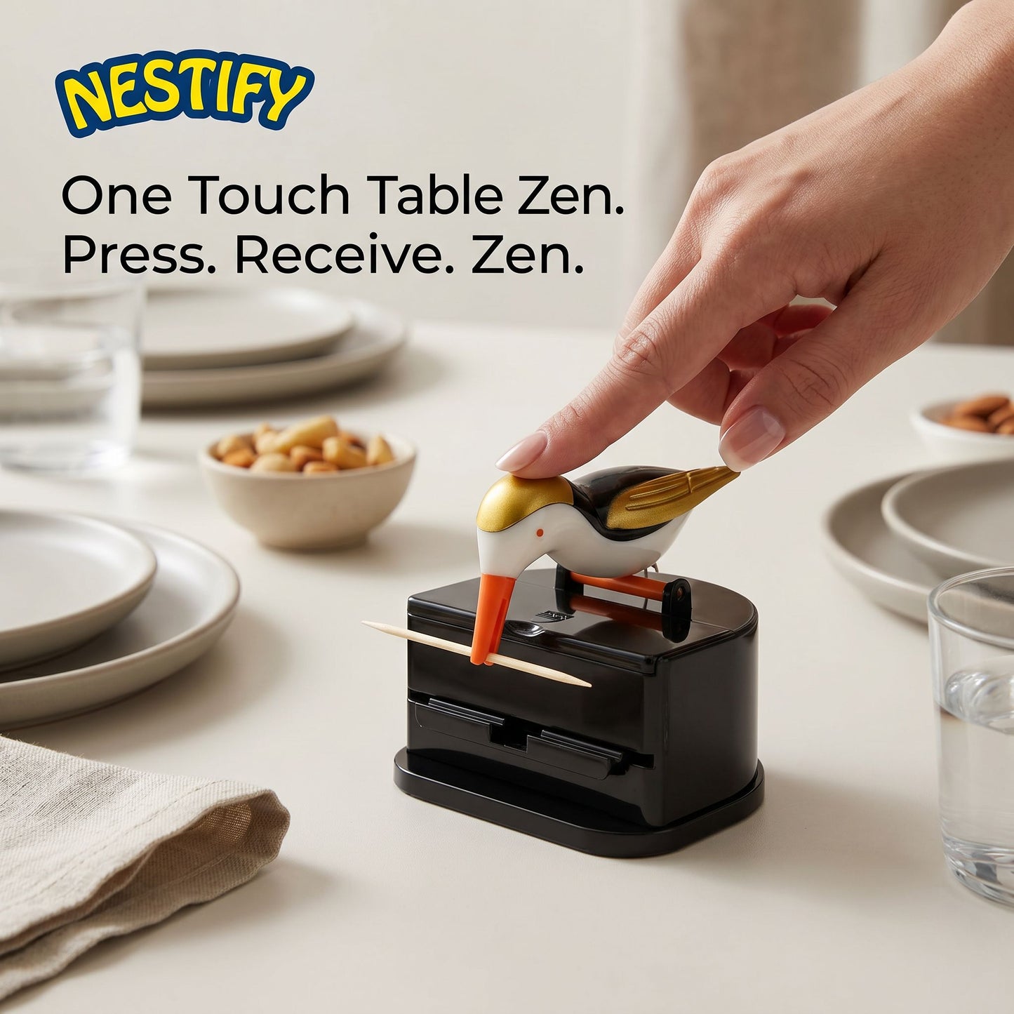 Nestify Hummingbird Toothpick Dispenser – One‑Touch Table Helper