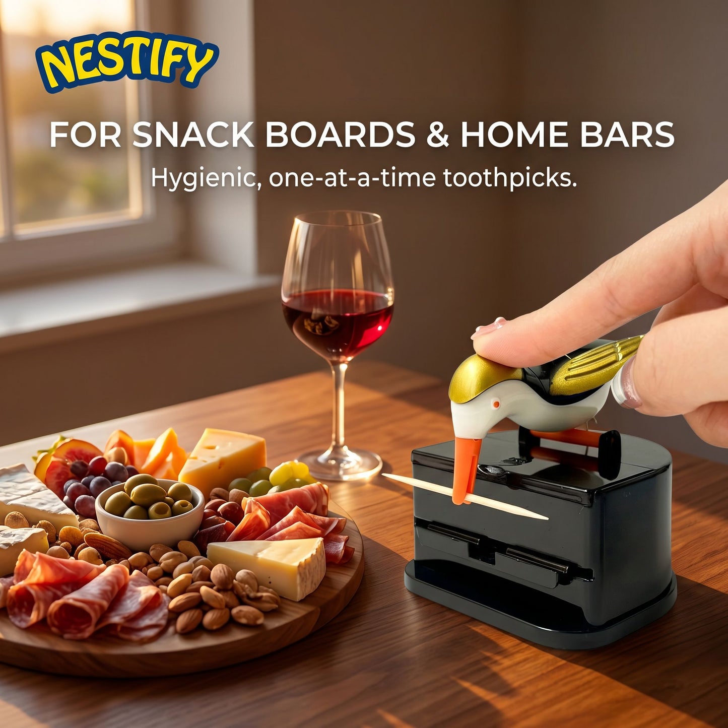 Nestify Hummingbird Toothpick Dispenser – One‑Touch Table Helper