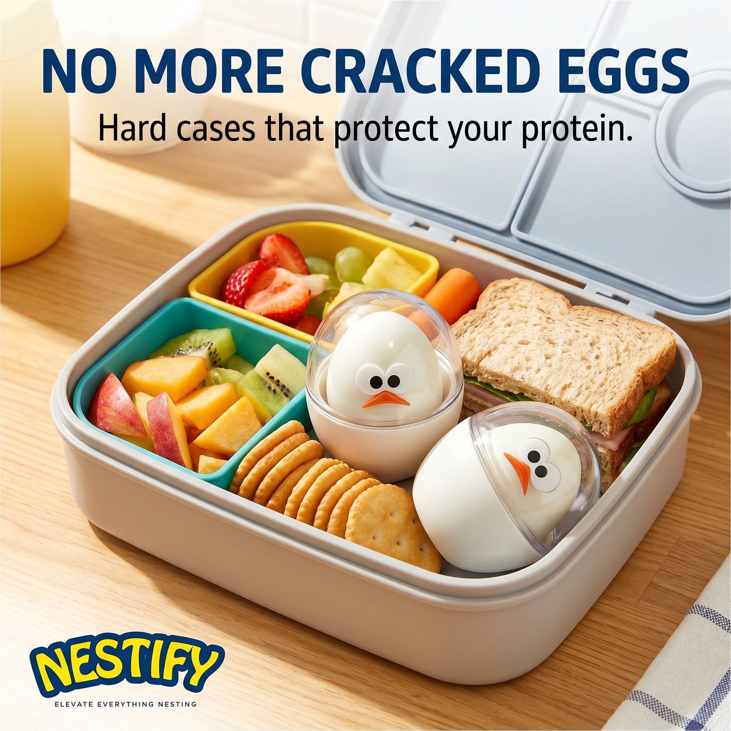 Nestify Portable Egg Holder Set – Shatter‑Proof Boiled Egg Cases (2‑Pack)