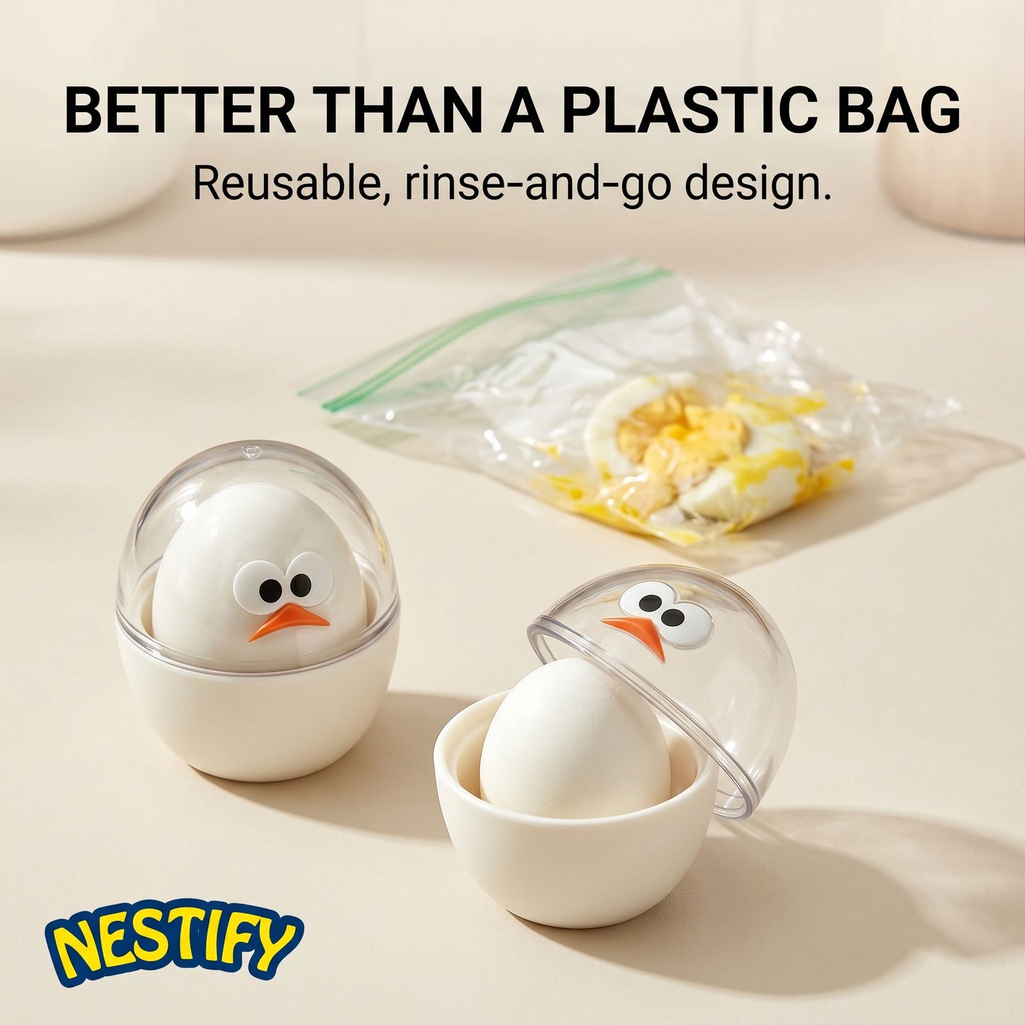 Nestify Portable Egg Holder Set – Shatter‑Proof Boiled Egg Cases (2‑Pack)