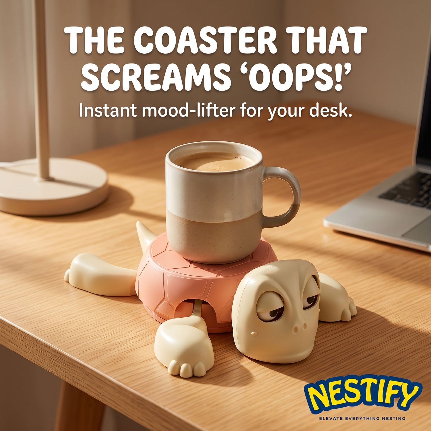 Nestify Funny Turtle Cup Coaster – Interactive Prank & Anti‑Stress Toy