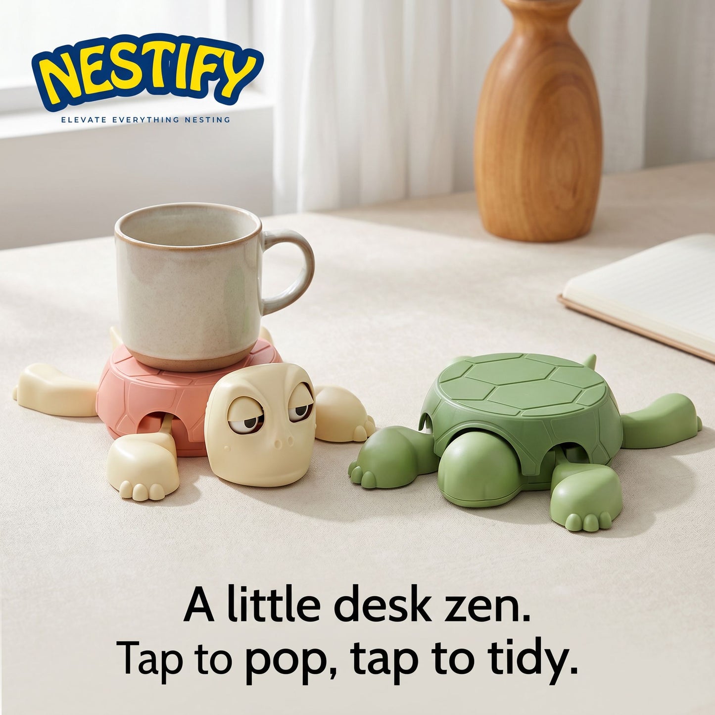 Nestify Funny Turtle Cup Coaster – Interactive Prank & Anti‑Stress Toy