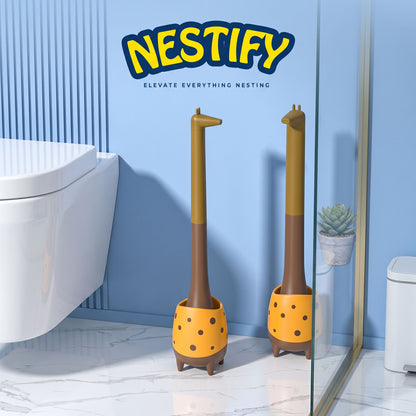 Nestify Cute Dinosaur Giraffe Toilet Brush with Holder | Cartoon Bathroom Cleaner & Decor