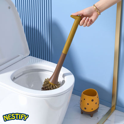 Nestify Cute Dinosaur Giraffe Toilet Brush with Holder | Cartoon Bathroom Cleaner & Decor