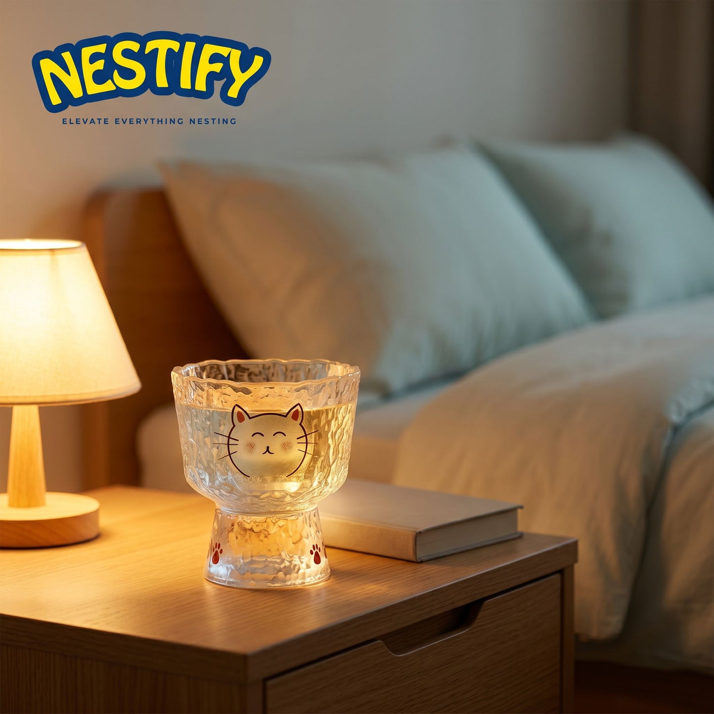 Nestify™ Cartoon Cute Cat Pattern Glass Cup