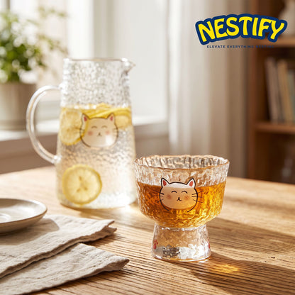 Nestify™ Cartoon Cute Cat Pattern Glass Cup