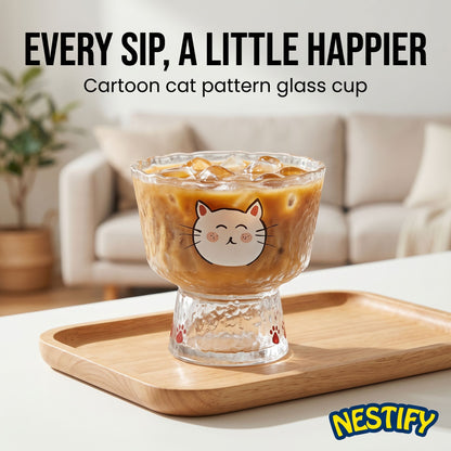 Nestify™ Cartoon Cute Cat Pattern Glass Cup