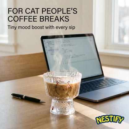 Nestify™ Cartoon Cute Cat Pattern Glass Cup