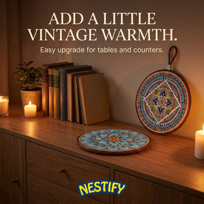 Nestify Vintage Ceramic Heat‑Resistant Mat – Elegant Table Guardian