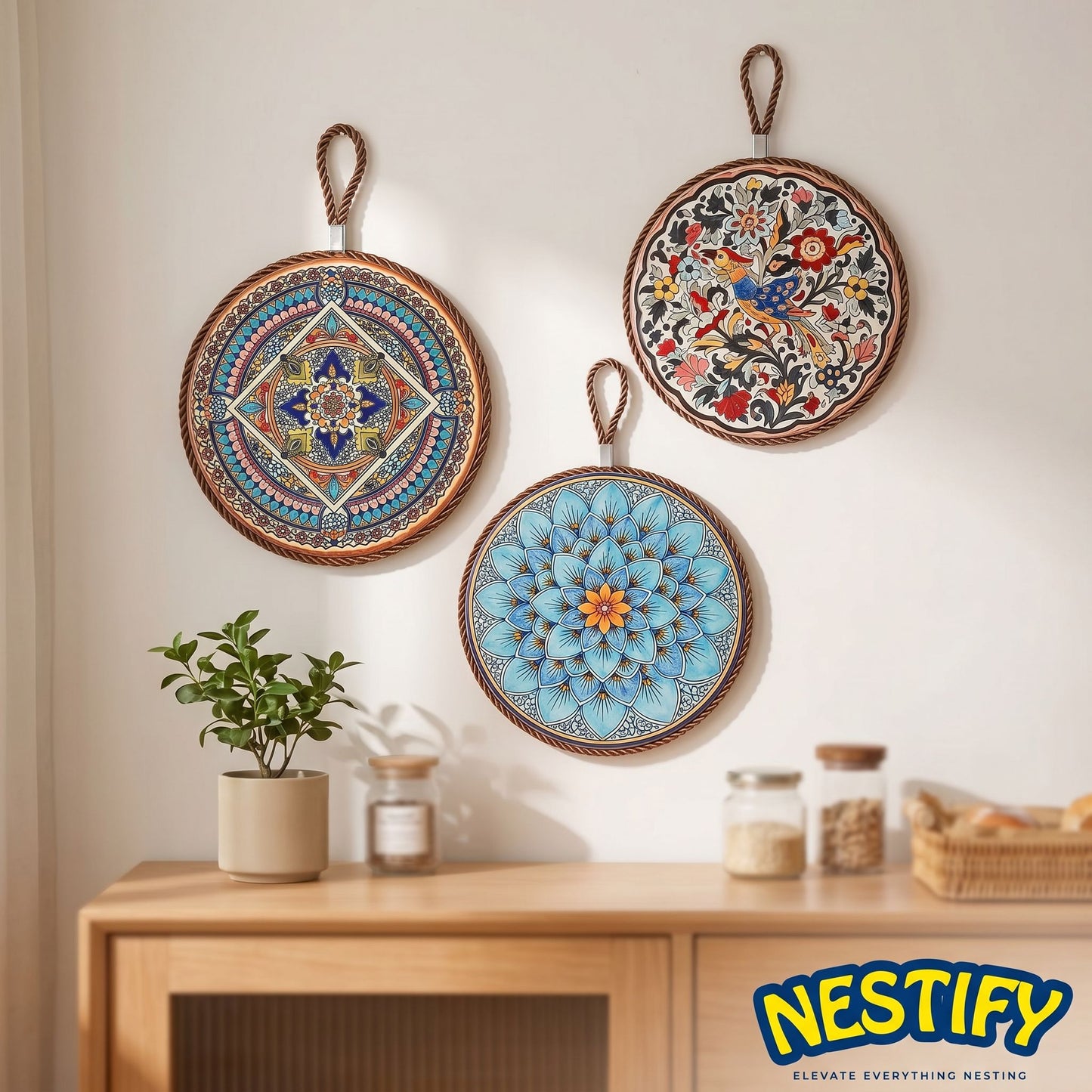 Nestify Vintage Ceramic Heat‑Resistant Mat – Elegant Table Guardian