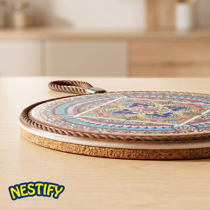 Nestify Vintage Ceramic Heat‑Resistant Mat – Elegant Table Guardian