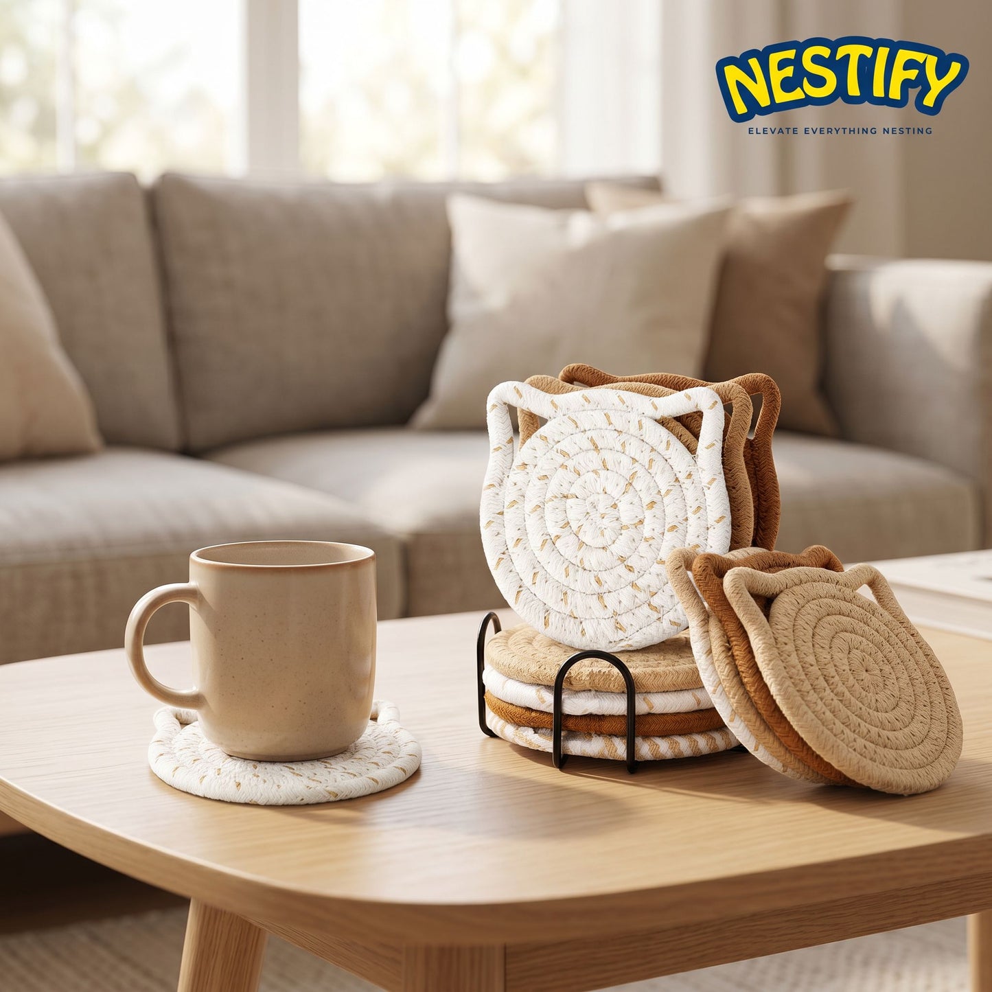 Nestify Handmade Cotton Cat Ear Coasters – Ear‑Resistible Charm