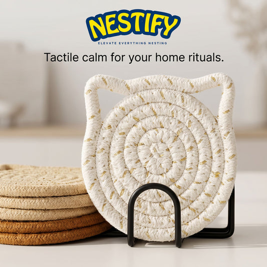 Nestify Handmade Cotton Cat Ear Coasters – Ear‑Resistible Charm