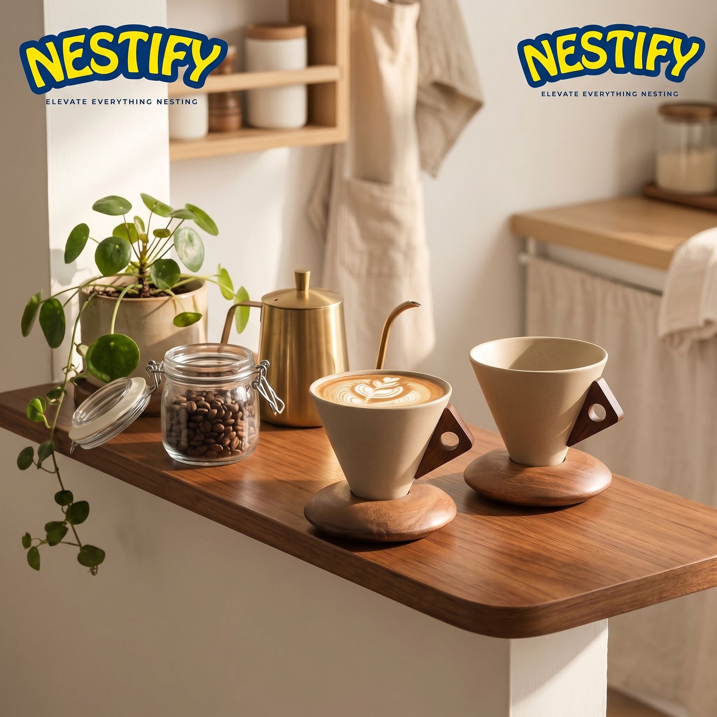 Nestify Vintage Ceramic Coffee Cup & Saucer Set – Elegant Personal Mug